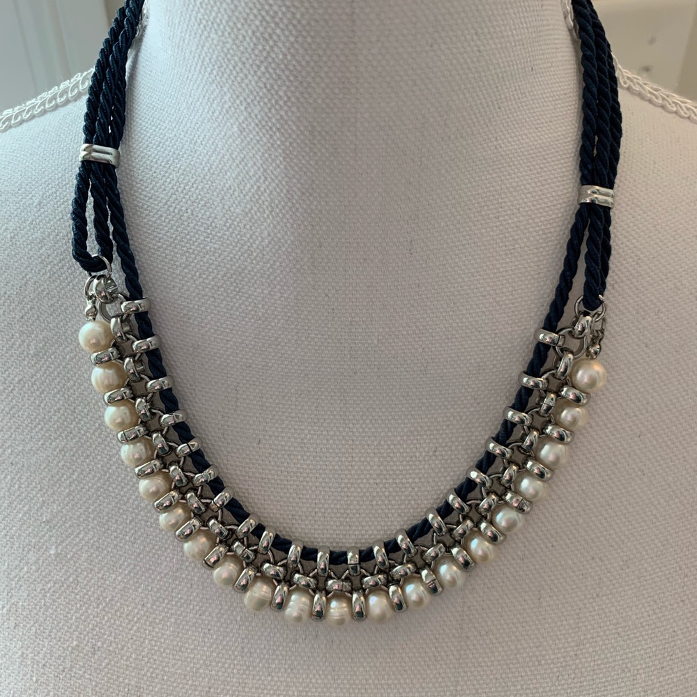 Lia Sophia pearl and navy necklace